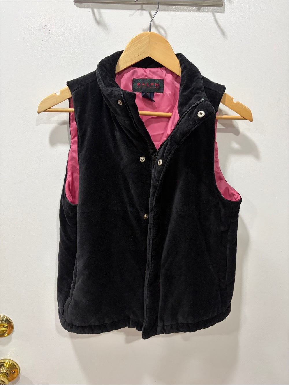Ralph Lauren Black Velvet Vest with Pink Lining